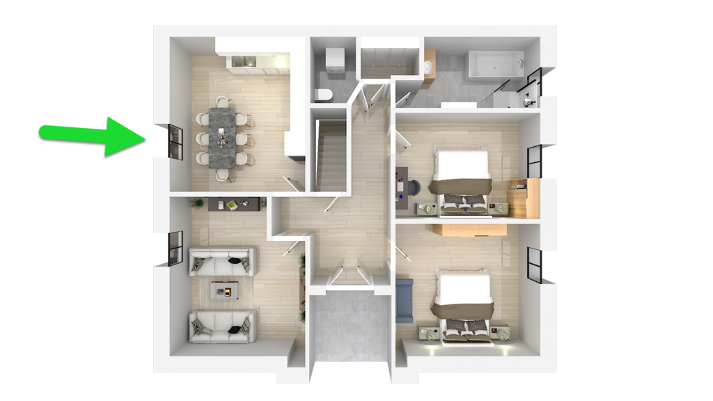 100 m2 Appartment Lageplan - Küche