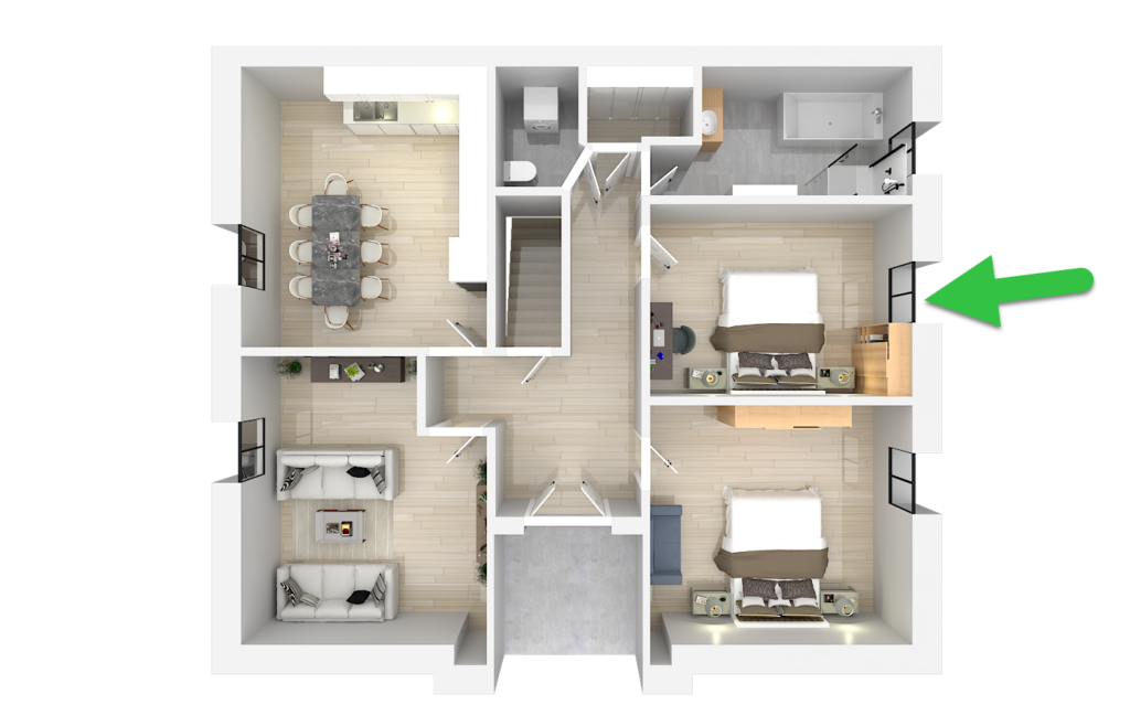 100 m2 Appartment Lageplan - Zi 1