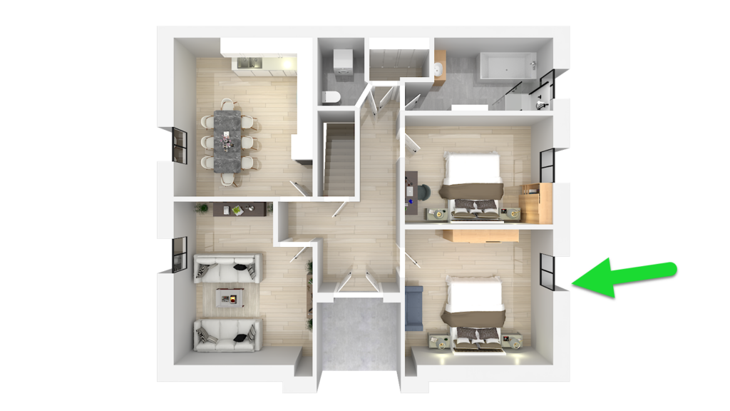 100 m2 Appartment Lageplan - Zi 2